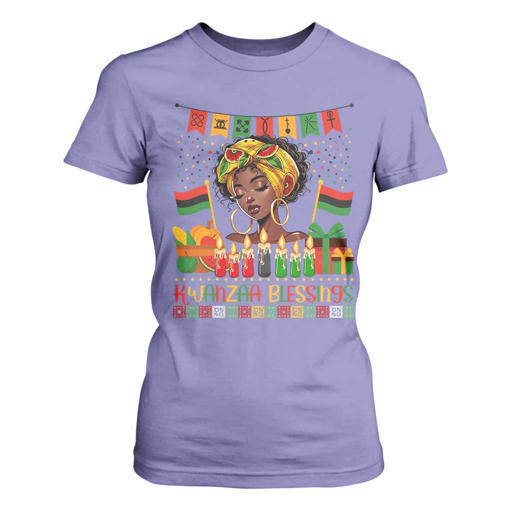Kwanzaa Blessings African Woman T Shirt For Women Umoja Seven Principles Family Gift TS12 Violet Print Your Wear