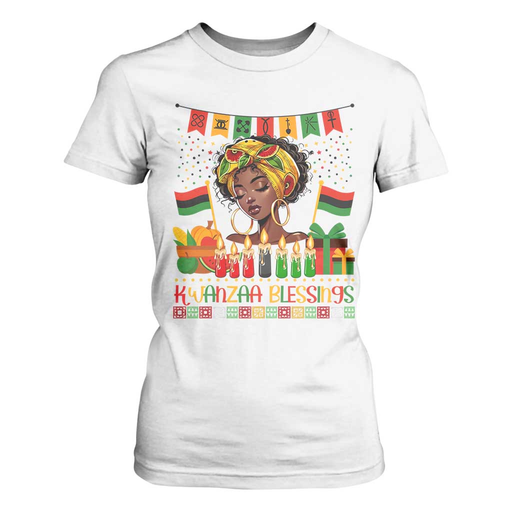 Kwanzaa Blessings African Woman T Shirt For Women Umoja Seven Principles Family Gift TS12 White Print Your Wear