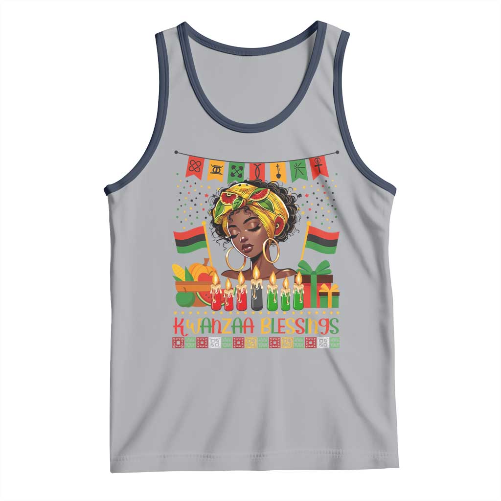 Kwanzaa Blessings African Woman Tank Top Umoja Seven Principles Family Gift TS12 Athletic Heather Navy Print Your Wear