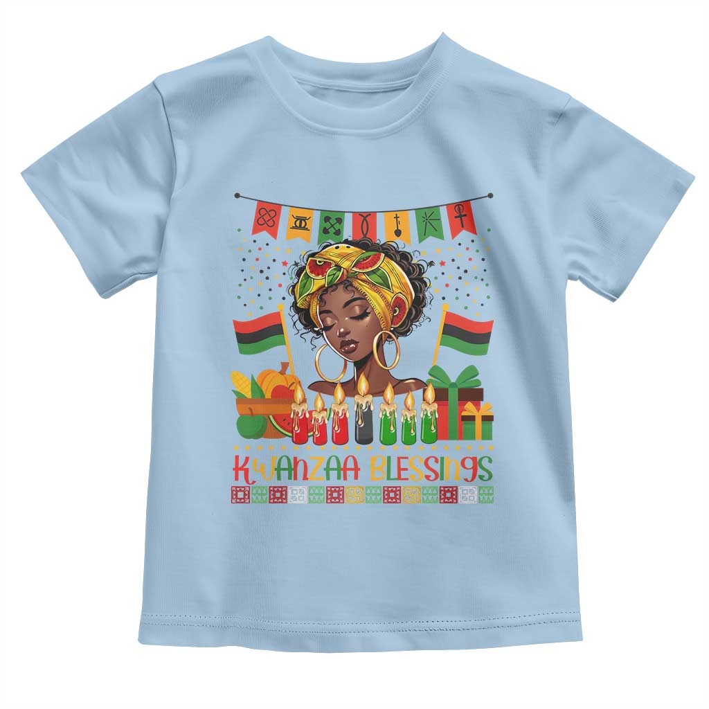 Kwanzaa Blessings African Woman Toddler T Shirt Umoja Seven Principles Family Gift TS12 Light Blue Print Your Wear