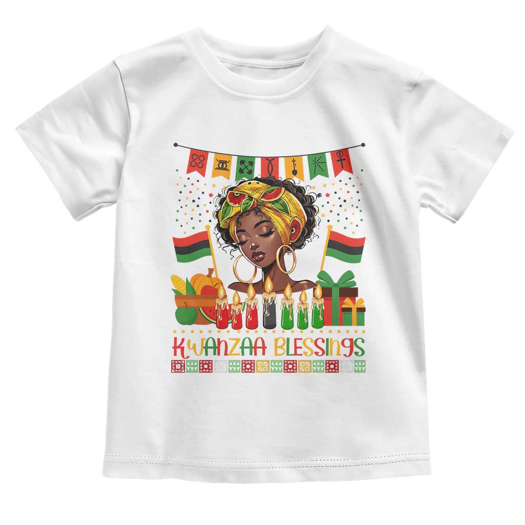 Kwanzaa Blessings African Woman Toddler T Shirt Umoja Seven Principles Family Gift TS12 White Print Your Wear