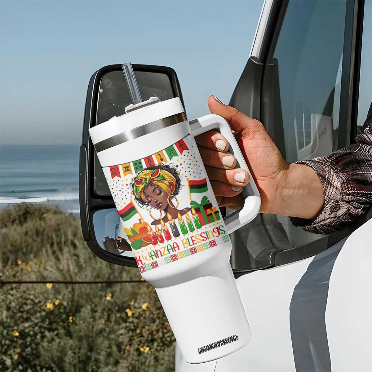 Kwanzaa Blessings African Woman Tumbler With Handle Umoja Seven Principles Family Gift TS12 Print Your Wear
