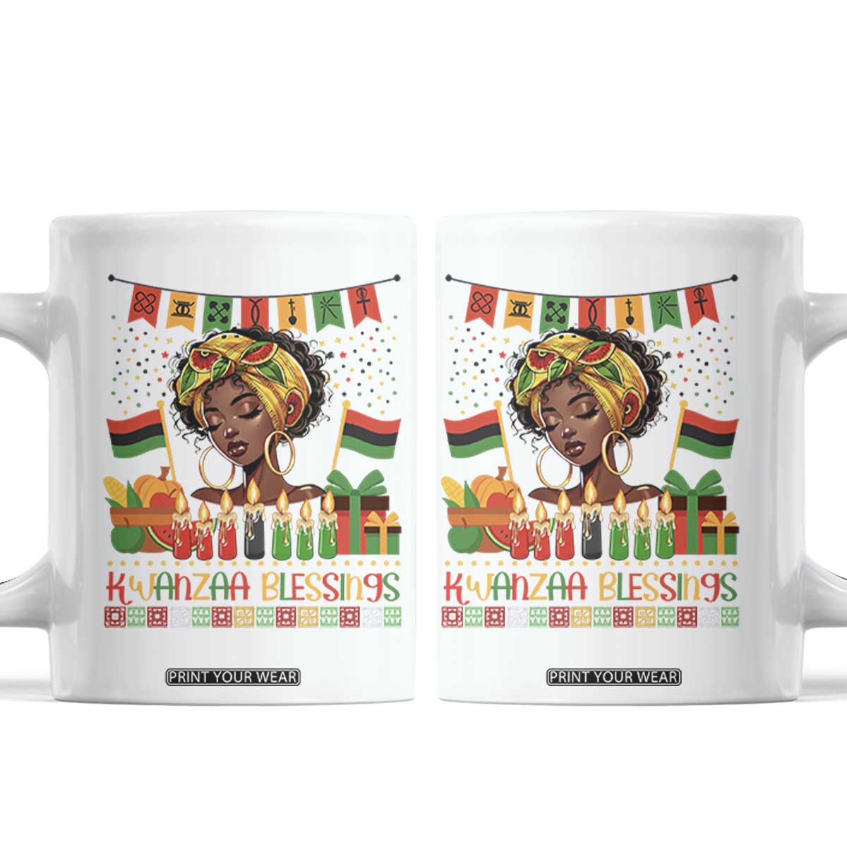 Kwanzaa Blessings African Woman Coffee Mug Umoja Seven Principles Family Gift TS12 White Print Your Wear