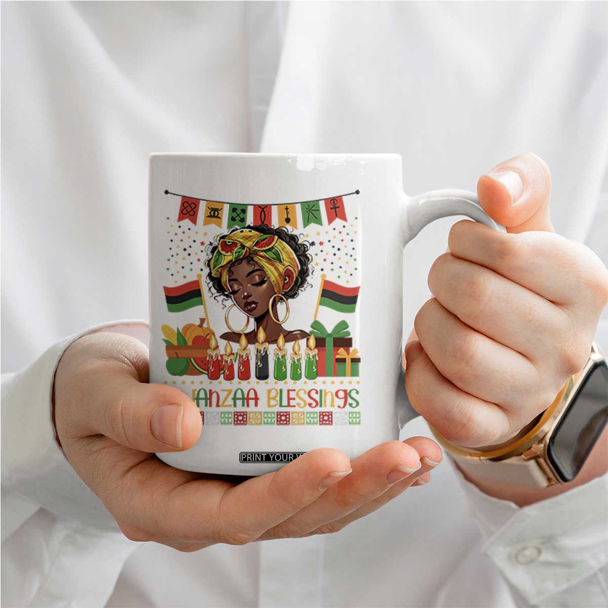 Kwanzaa Blessings African Woman Coffee Mug Umoja Seven Principles Family Gift TS12 Print Your Wear