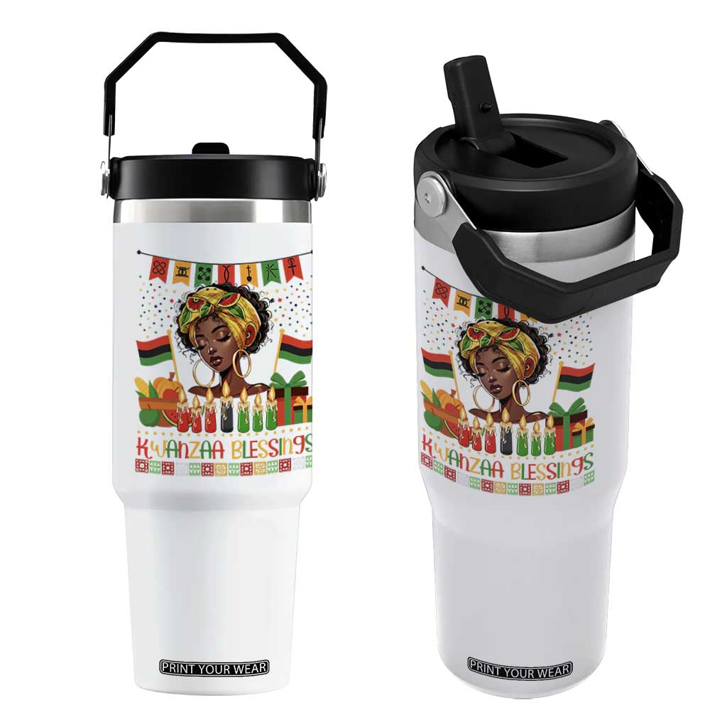 Kwanzaa Blessings African Woman Flip Straw Tumbler Umoja Seven Principles Family Gift TS12 One Size: 30 oz White Print Your Wear