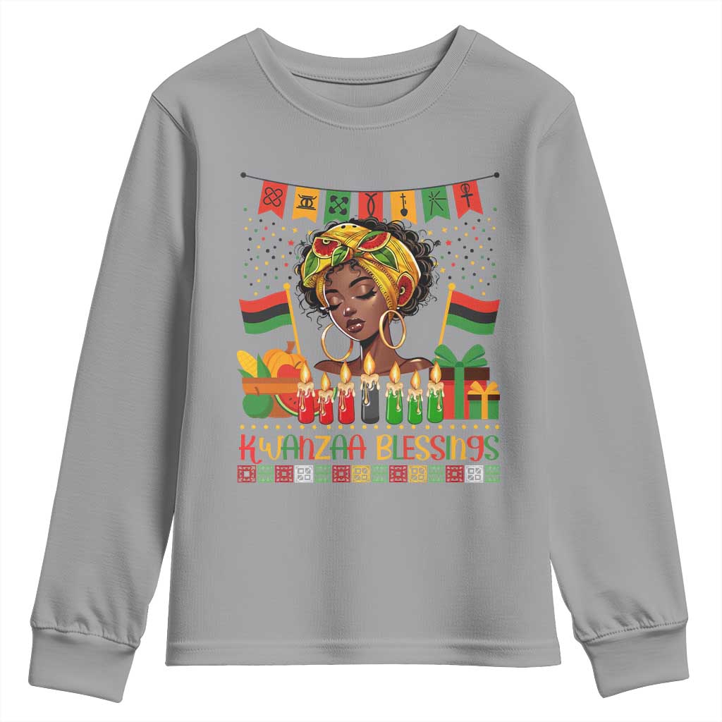 Kwanzaa Blessings African Woman Youth Sweatshirt Umoja Seven Principles Family Gift TS12 Sport Gray Print Your Wear