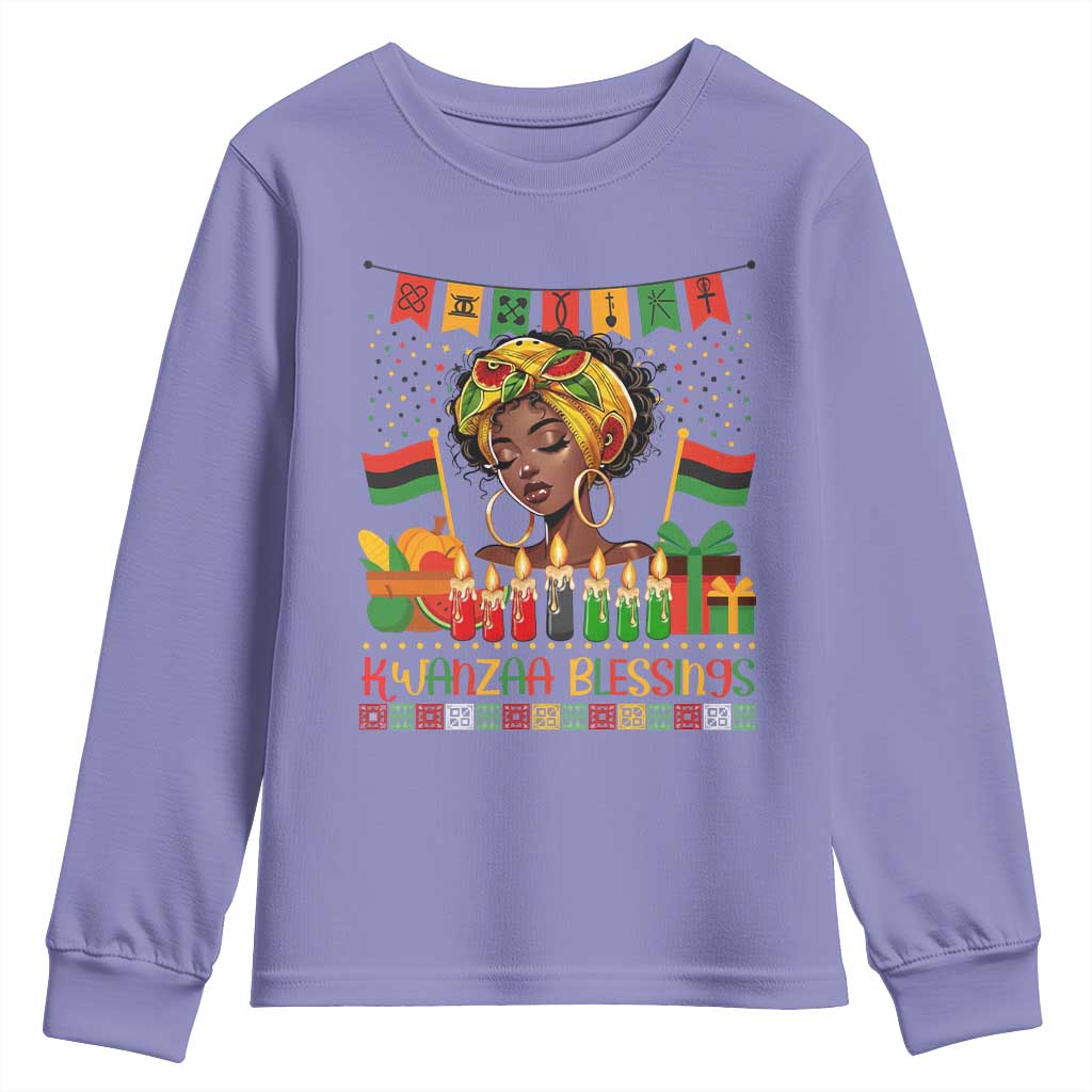 Kwanzaa Blessings African Woman Youth Sweatshirt Umoja Seven Principles Family Gift TS12 Violet Print Your Wear