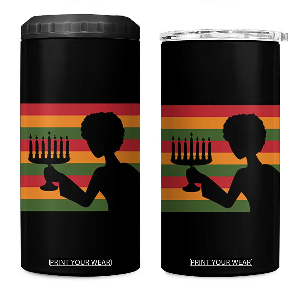 Kwanzaa Umoja Family African Woman Seven Principles Gift 4 in 1 Can Cooler Tumbler - Print Your Wear