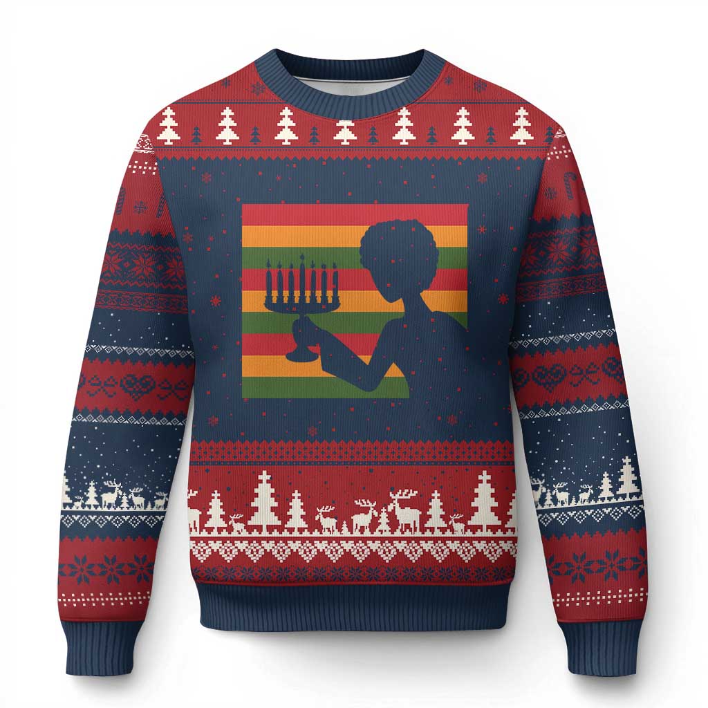 Kwanzaa Umoja Family African Woman Seven Principles Gift Ugly Christmas Sweater TS12 Navy Red Print Your Wear
