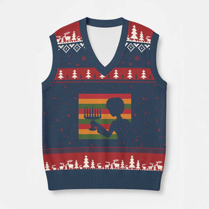 Kwanzaa Umoja Family African Woman Seven Principles Gift V-Neck Knit Sweater Vest TS12 Navy Red Print Your Wear