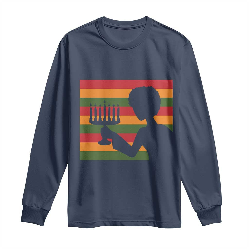 Kwanzaa Umoja Family African Woman Seven Principles Gift Long Sleeve Shirt TS12 Navy Print Your Wear