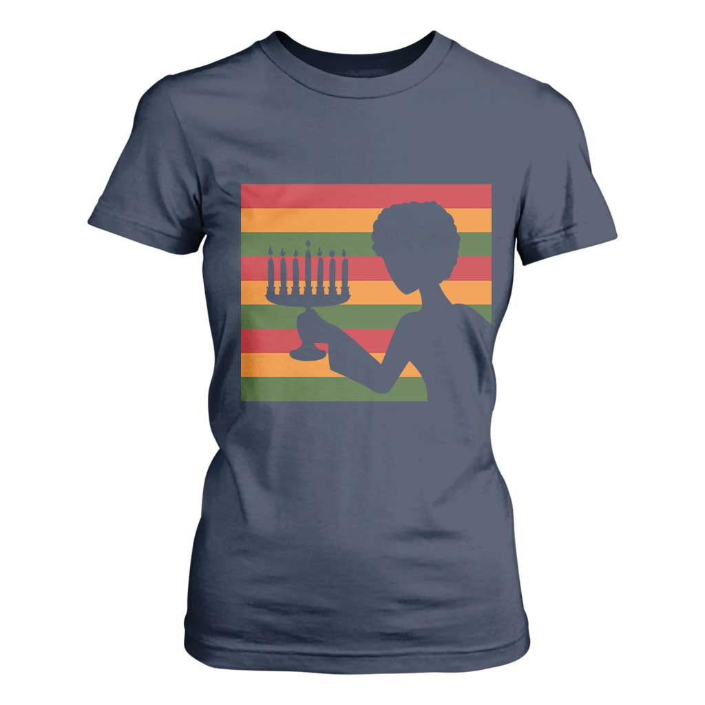 Kwanzaa Umoja Family African Woman Seven Principles Gift T Shirt For Women TS12 Navy Print Your Wear
