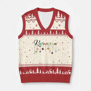 Kwanzaa V-Neck Knit Sweater Vest Lights Of Unity Seven Principles Heritage Gift TS12 Beige Red Print Your Wear