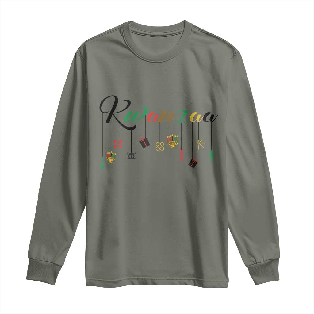 Kwanzaa Long Sleeve Shirt Lights Of Unity Seven Principles Heritage Gift TS12 Military Green Print Your Wear