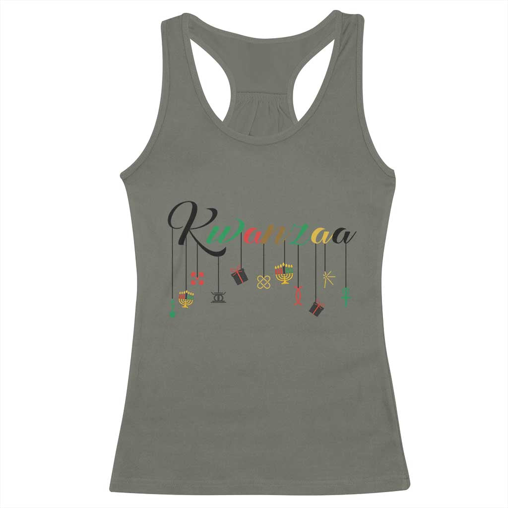 Kwanzaa Racerback Tank Top Lights Of Unity Seven Principles Heritage Gift TS12 Military Green Print Your Wear