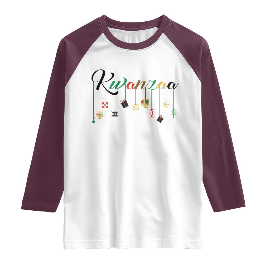 Kwanzaa Raglan Shirt Lights Of Unity Seven Principles Heritage Gift TS12 White Maroon Print Your Wear