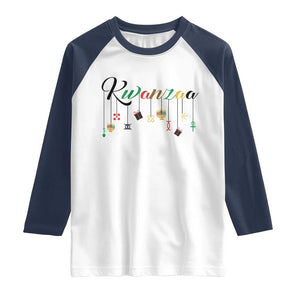 Kwanzaa Raglan Shirt Lights Of Unity Seven Principles Heritage Gift TS12 White Navy Print Your Wear