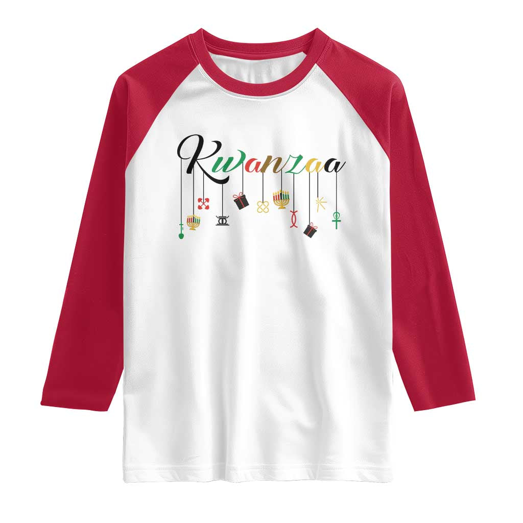 Kwanzaa Raglan Shirt Lights Of Unity Seven Principles Heritage Gift TS12 White Red Print Your Wear