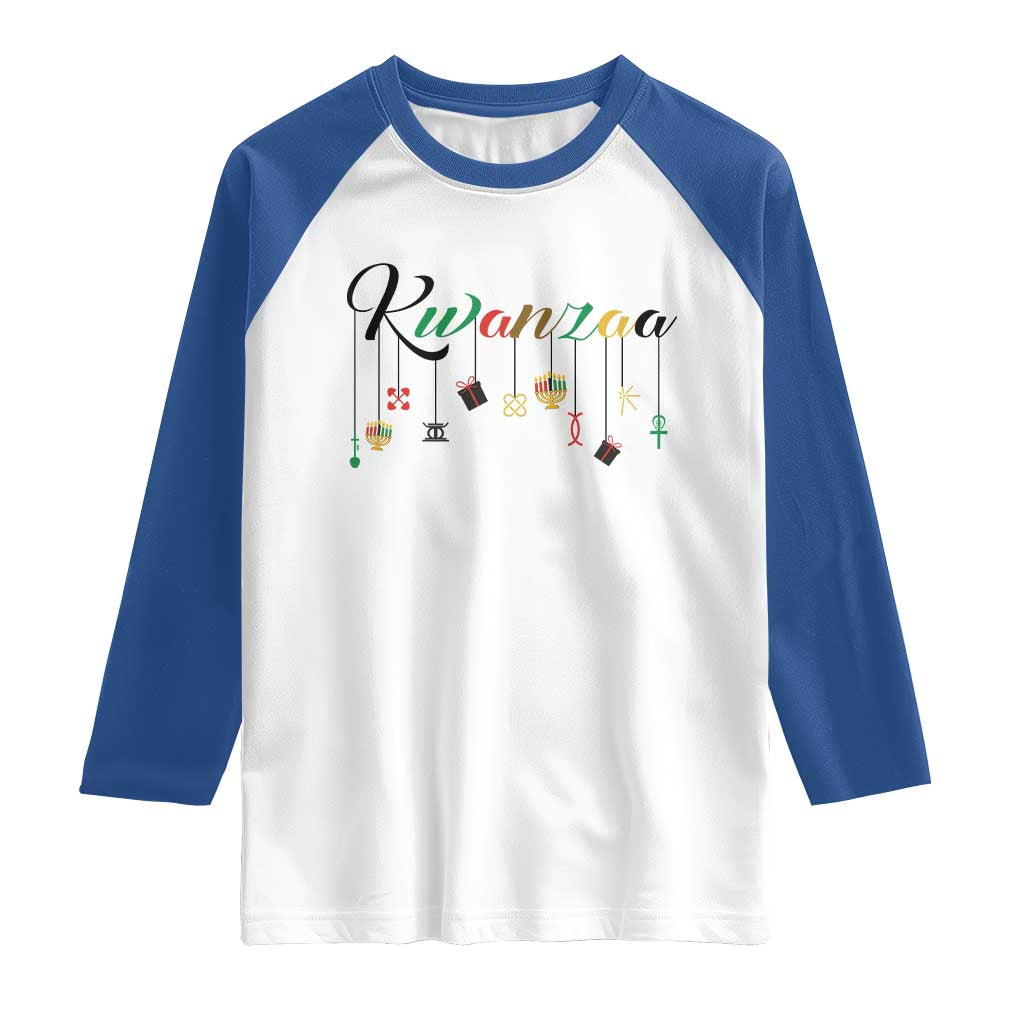 Kwanzaa Raglan Shirt Lights Of Unity Seven Principles Heritage Gift TS12 White Royal Print Your Wear