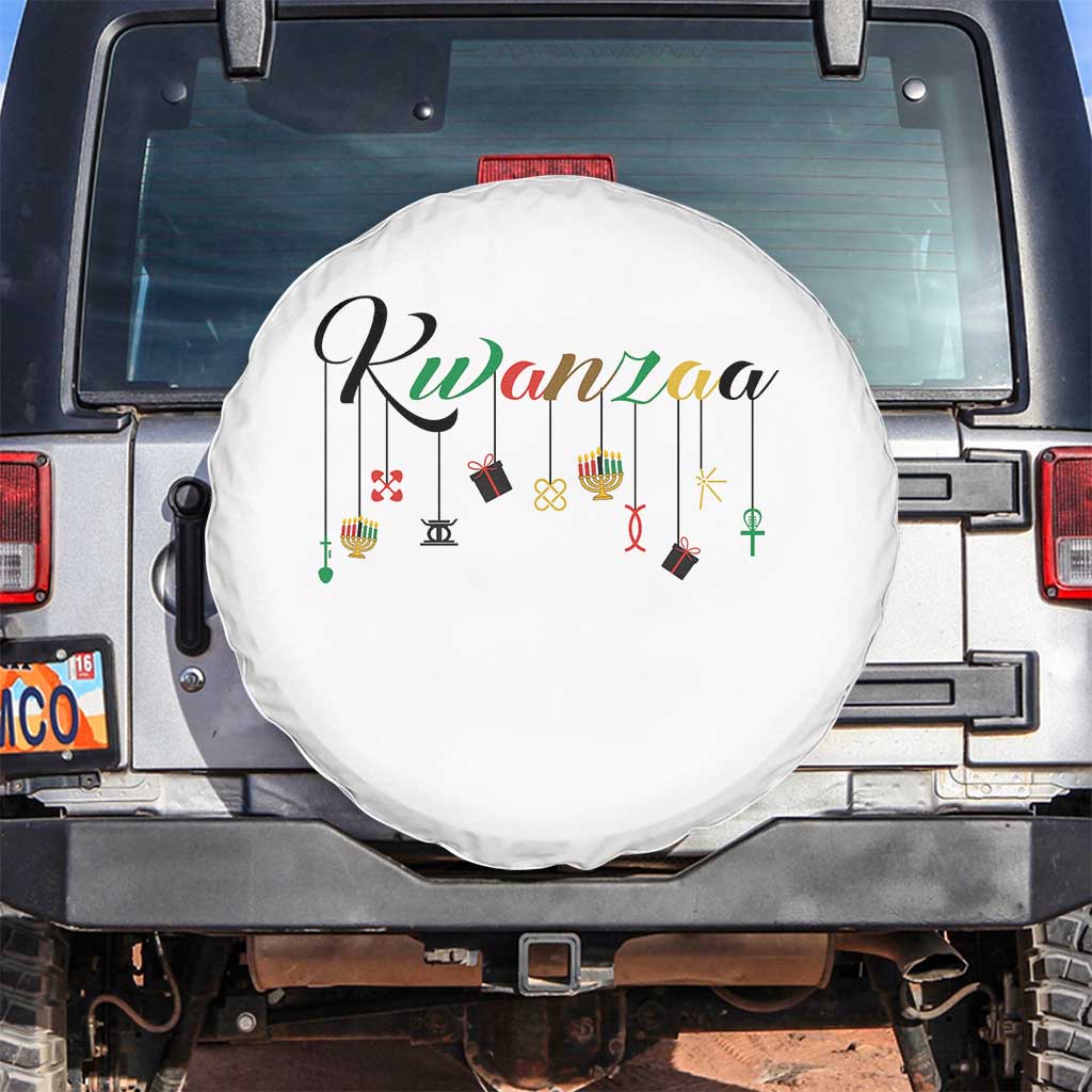 Kwanzaa Spare Tire Cover Lights Of Unity Seven Principles Heritage Gift TS12 No hole White Print Your Wear