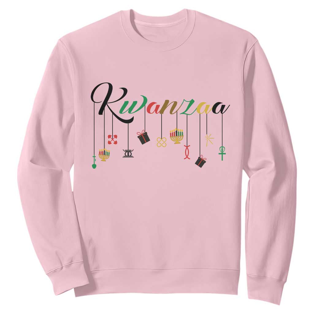 Kwanzaa Sweatshirt Lights Of Unity Seven Principles Heritage Gift TS12 Light Pink Print Your Wear