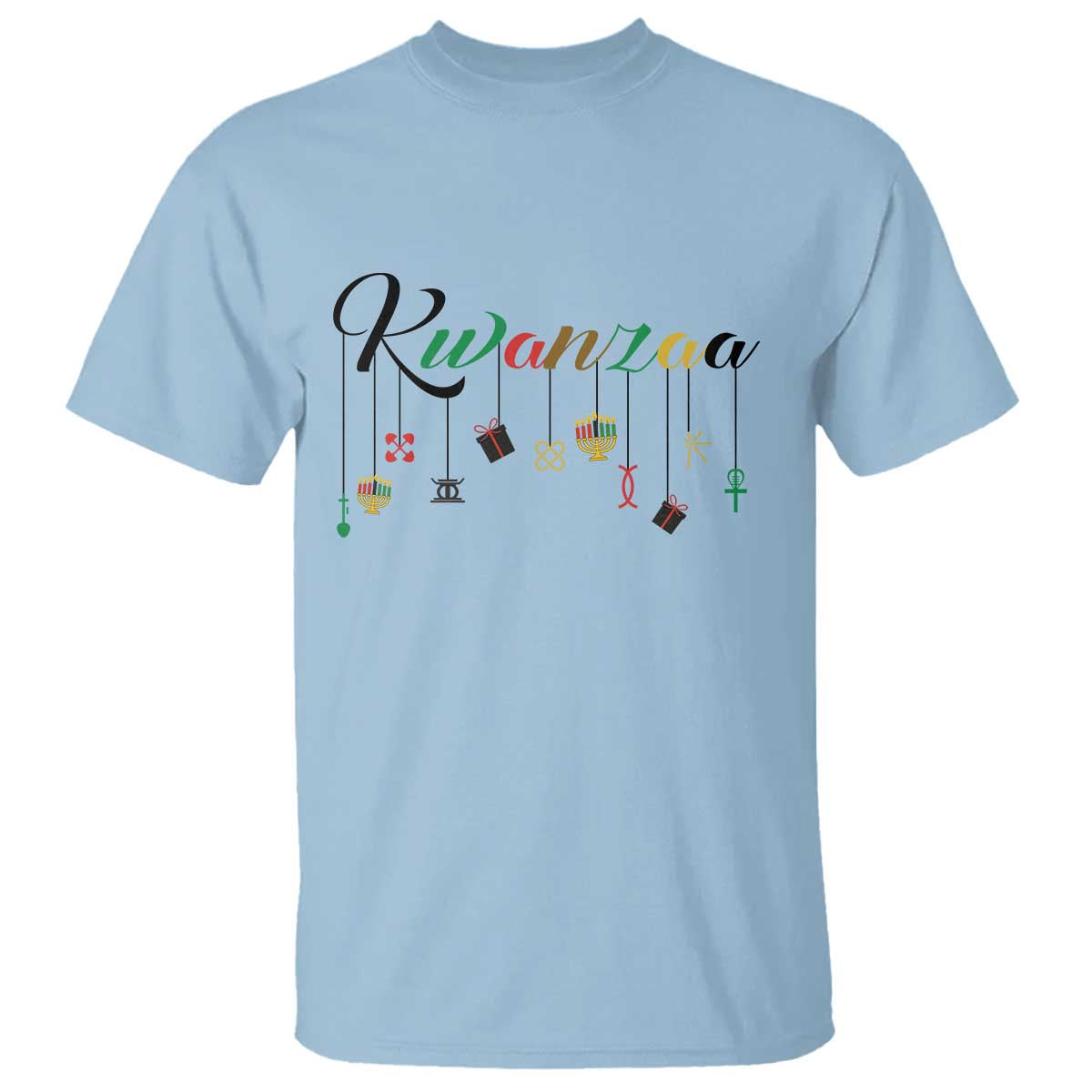 Kwanzaa T Shirt Lights Of Unity Seven Principles Heritage Gift TS12 Light Blue Print Your Wear