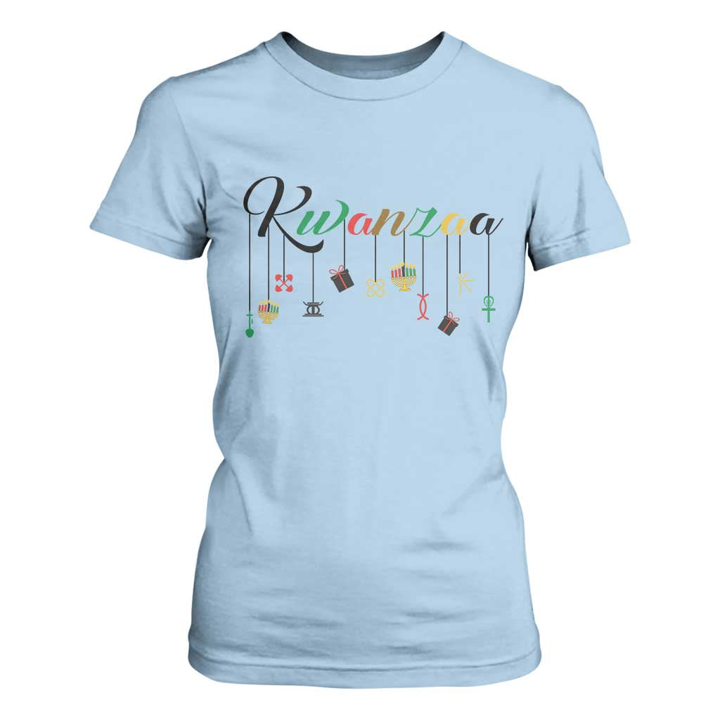 Kwanzaa T Shirt For Women Lights Of Unity Seven Principles Heritage Gift TS12 Light Blue Print Your Wear