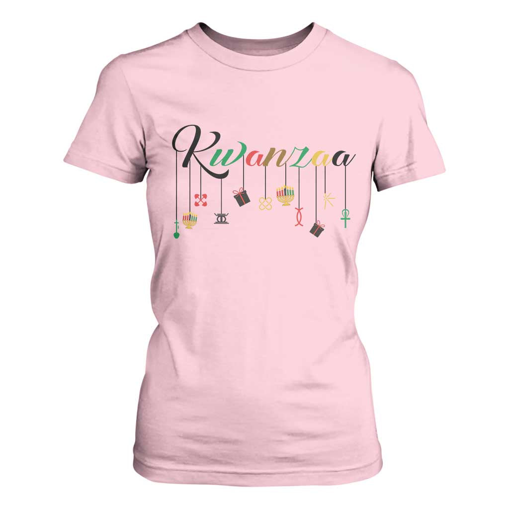 Kwanzaa T Shirt For Women Lights Of Unity Seven Principles Heritage Gift TS12 Light Pink Print Your Wear