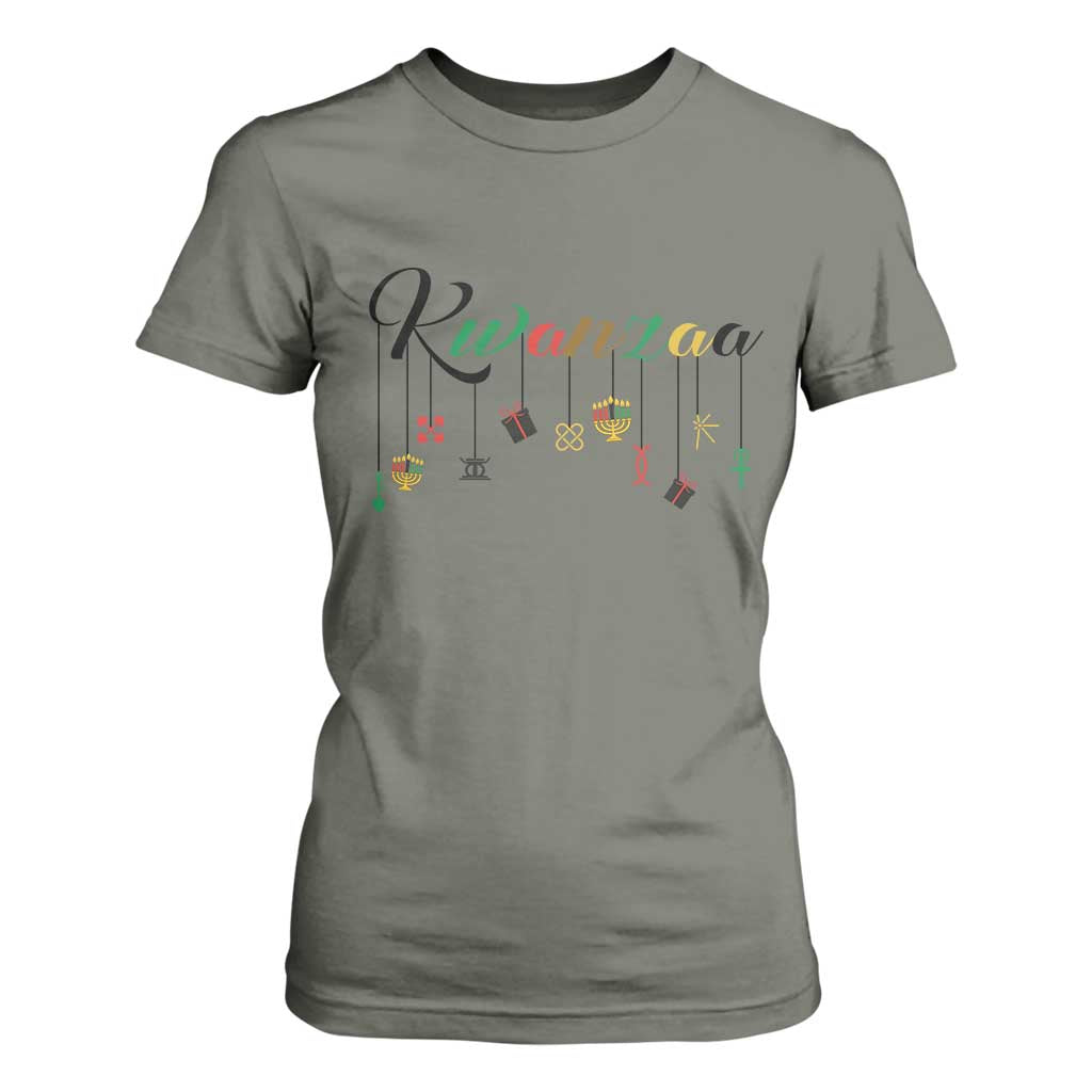 Kwanzaa T Shirt For Women Lights Of Unity Seven Principles Heritage Gift TS12 Military Green Print Your Wear