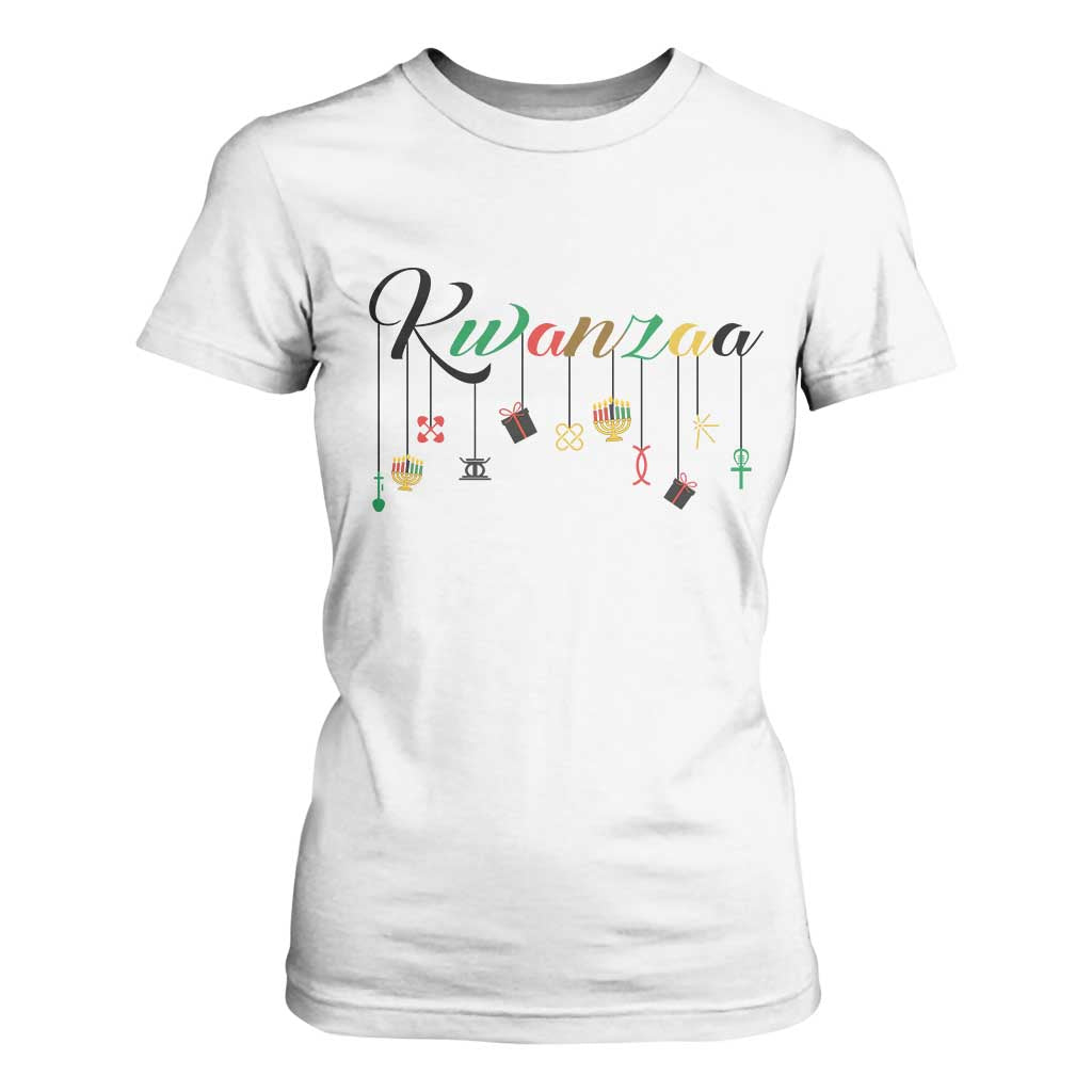 Kwanzaa T Shirt For Women Lights Of Unity Seven Principles Heritage Gift TS12 White Print Your Wear