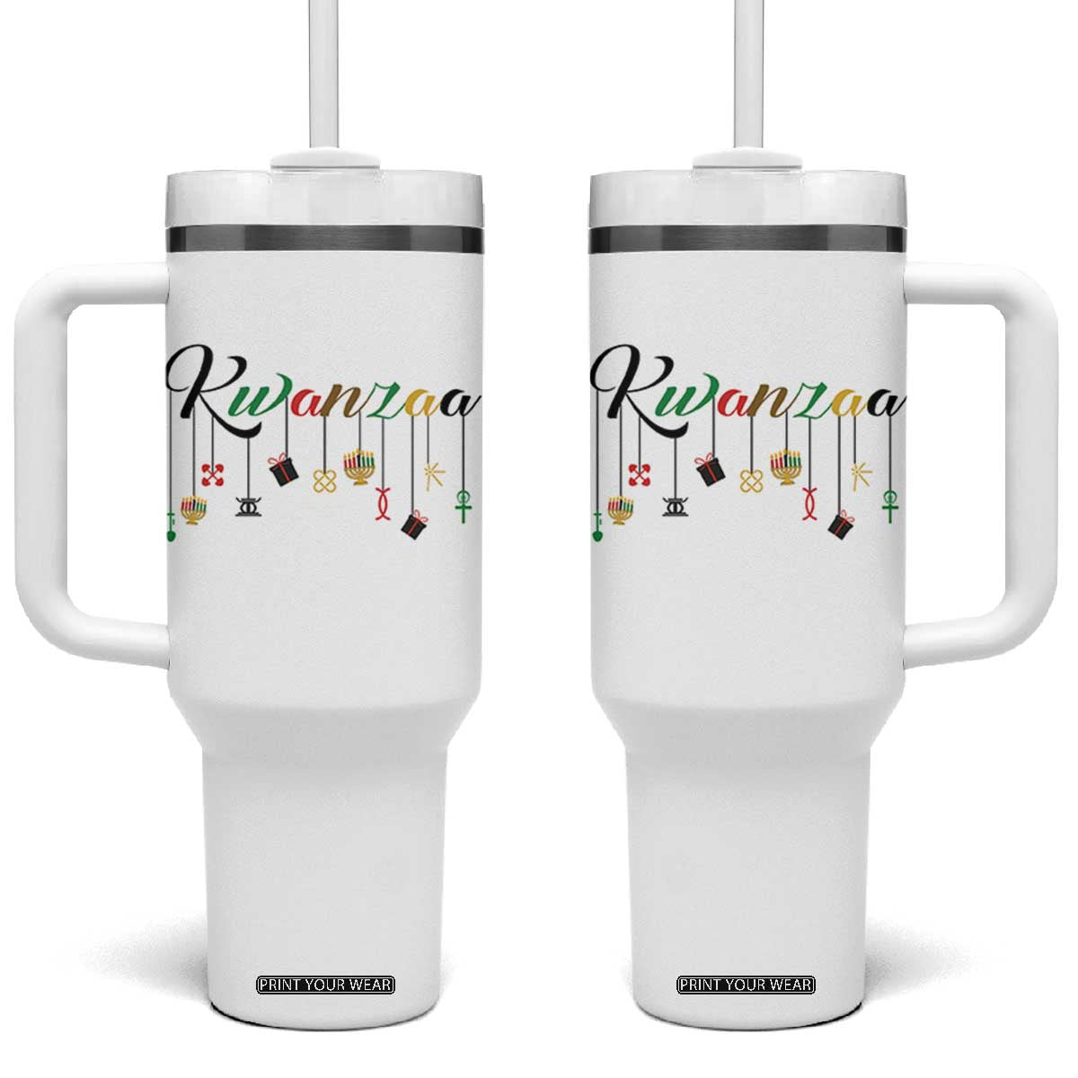 Kwanzaa Tumbler With Handle Lights Of Unity Seven Principles Heritage Gift TS12 One Size: 40 oz White Print Your Wear