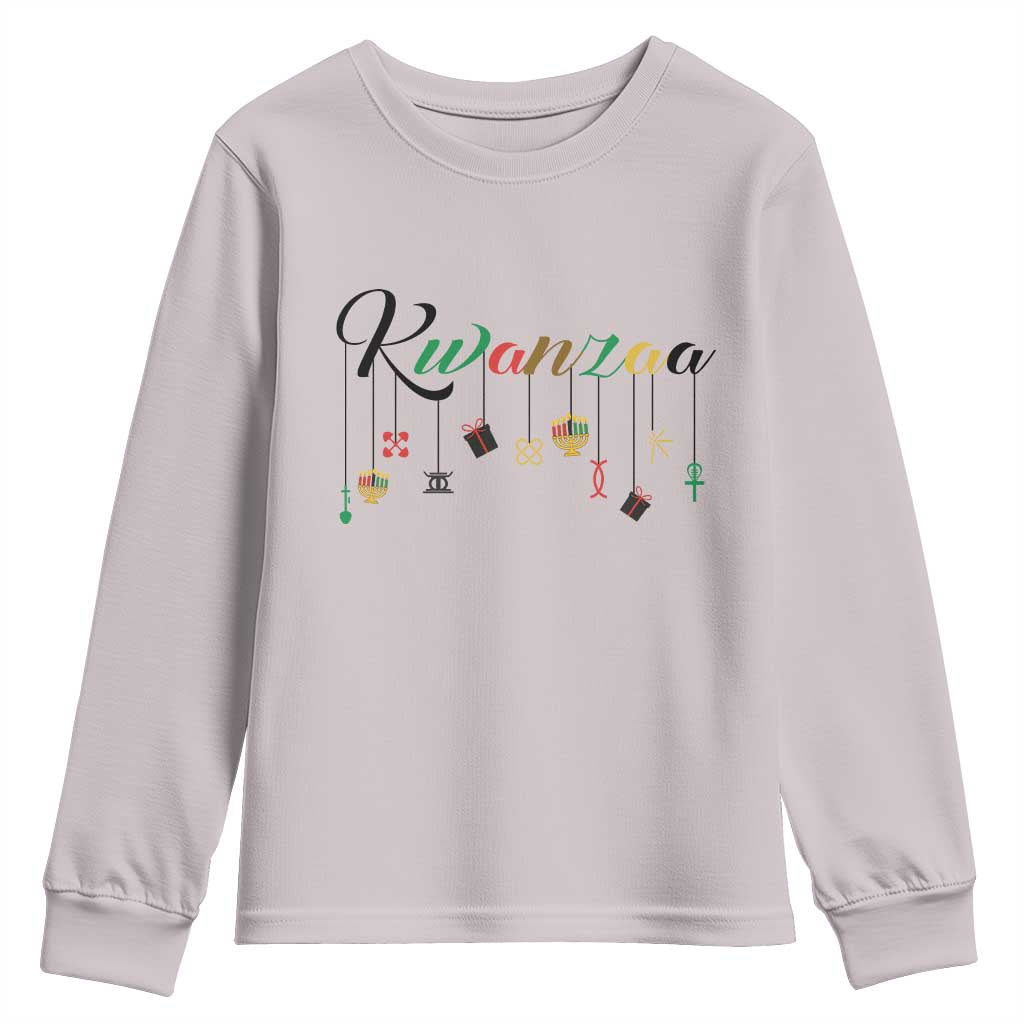 Kwanzaa Youth Sweatshirt Lights Of Unity Seven Principles Heritage Gift TS12 Ice Gray Print Your Wear