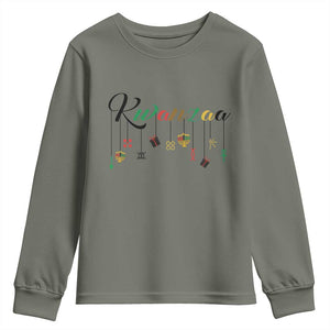 Kwanzaa Youth Sweatshirt Lights Of Unity Seven Principles Heritage Gift TS12 Military Green Print Your Wear