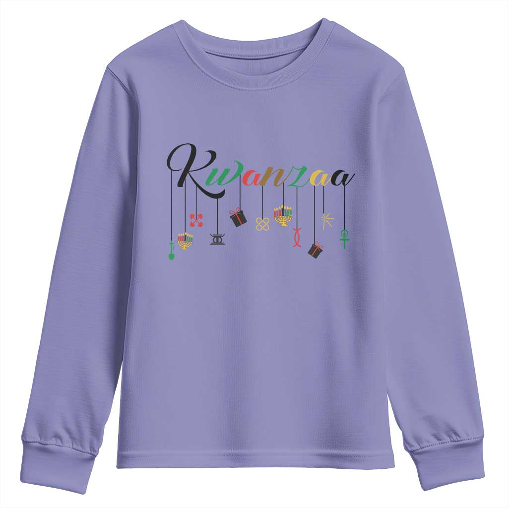 Kwanzaa Youth Sweatshirt Lights Of Unity Seven Principles Heritage Gift TS12 Violet Print Your Wear