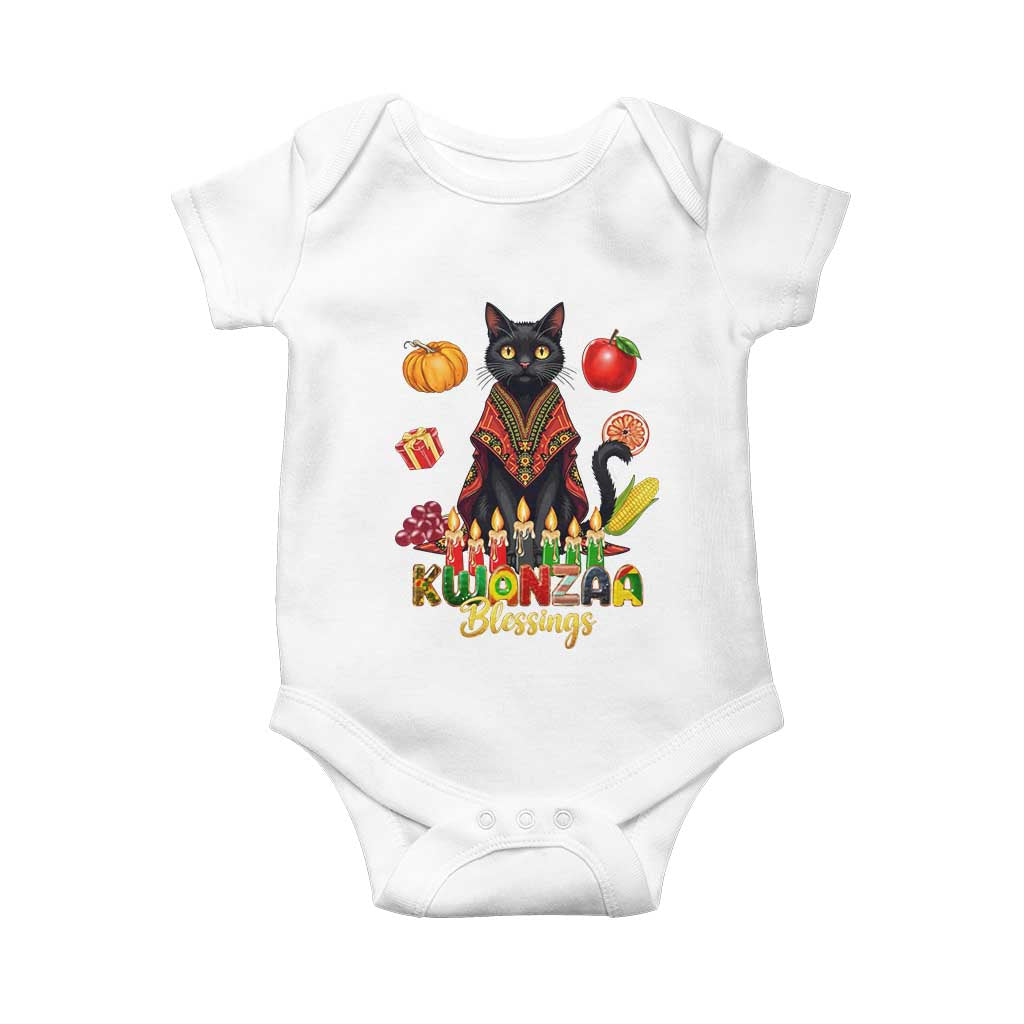 Kwanzaa Blessings Baby Onesie Funny Cat African Heritage Gift TS12 White Print Your Wear