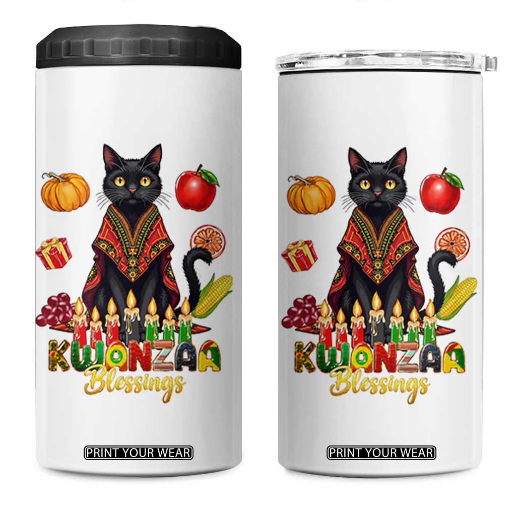 Kwanzaa Blessings 4 in 1 Can Cooler Tumbler Funny Cat African Heritage Gift TS12 One Size: 16 oz White Print Your Wear