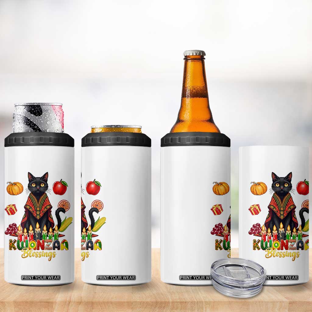 Kwanzaa Blessings 4 in 1 Can Cooler Tumbler Funny Cat African Heritage Gift TS12 Print Your Wear