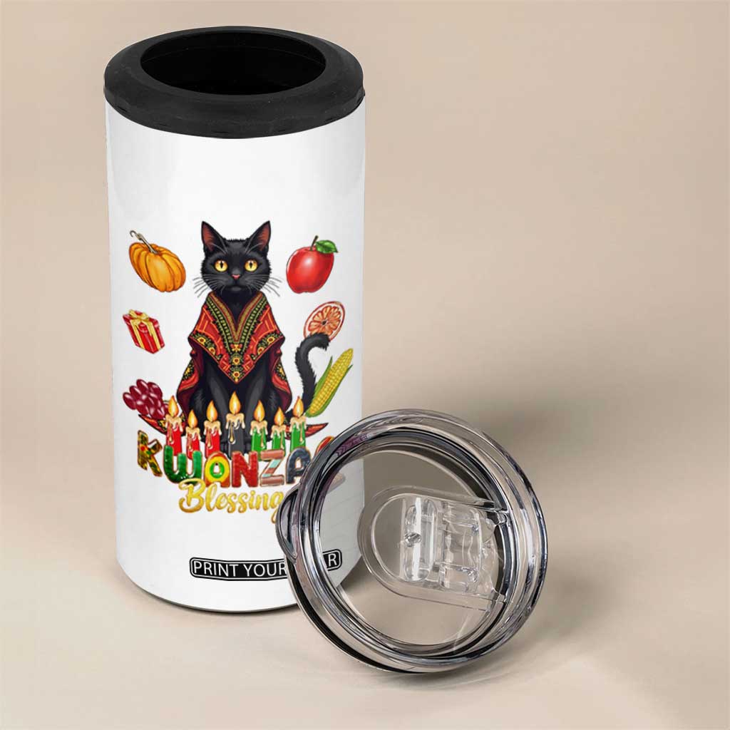 Kwanzaa Blessings 4 in 1 Can Cooler Tumbler Funny Cat African Heritage Gift TS12 Print Your Wear