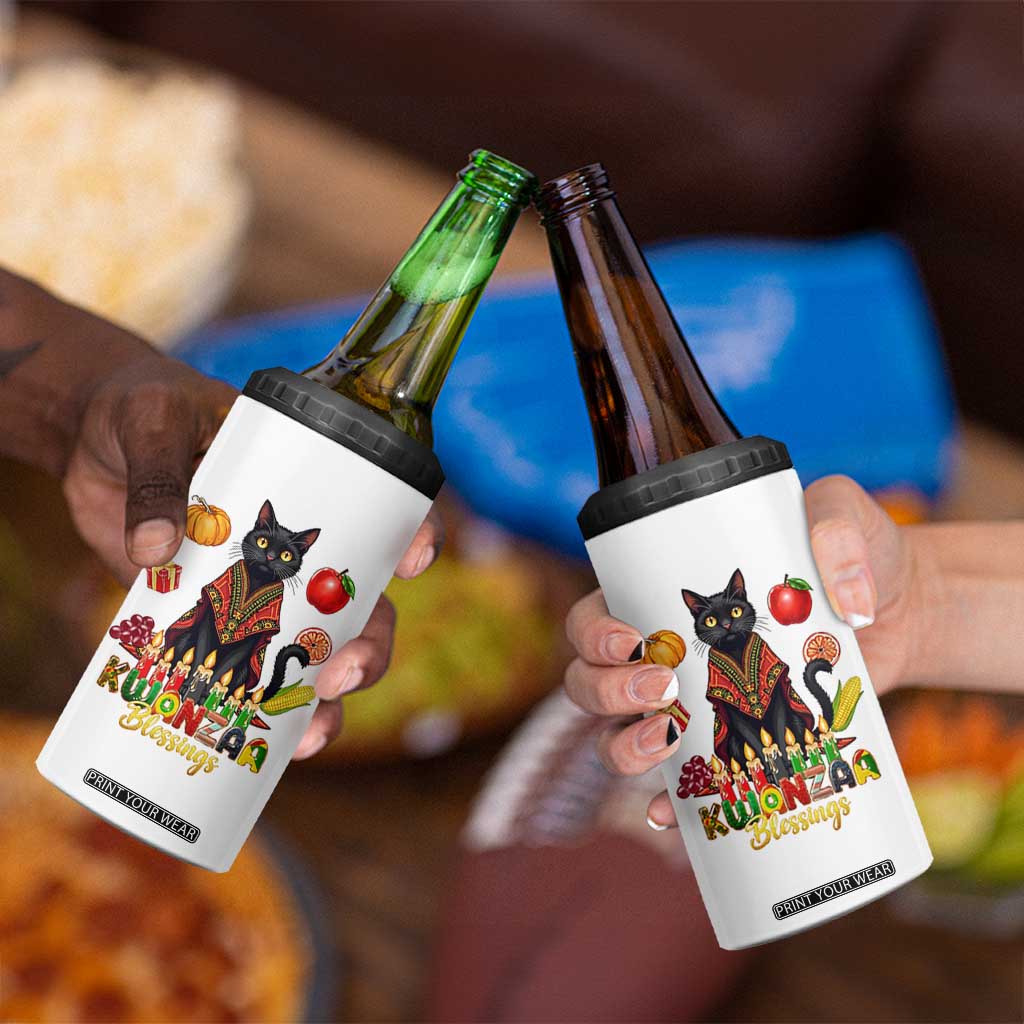 Kwanzaa Blessings 4 in 1 Can Cooler Tumbler Funny Cat African Heritage Gift TS12 Print Your Wear