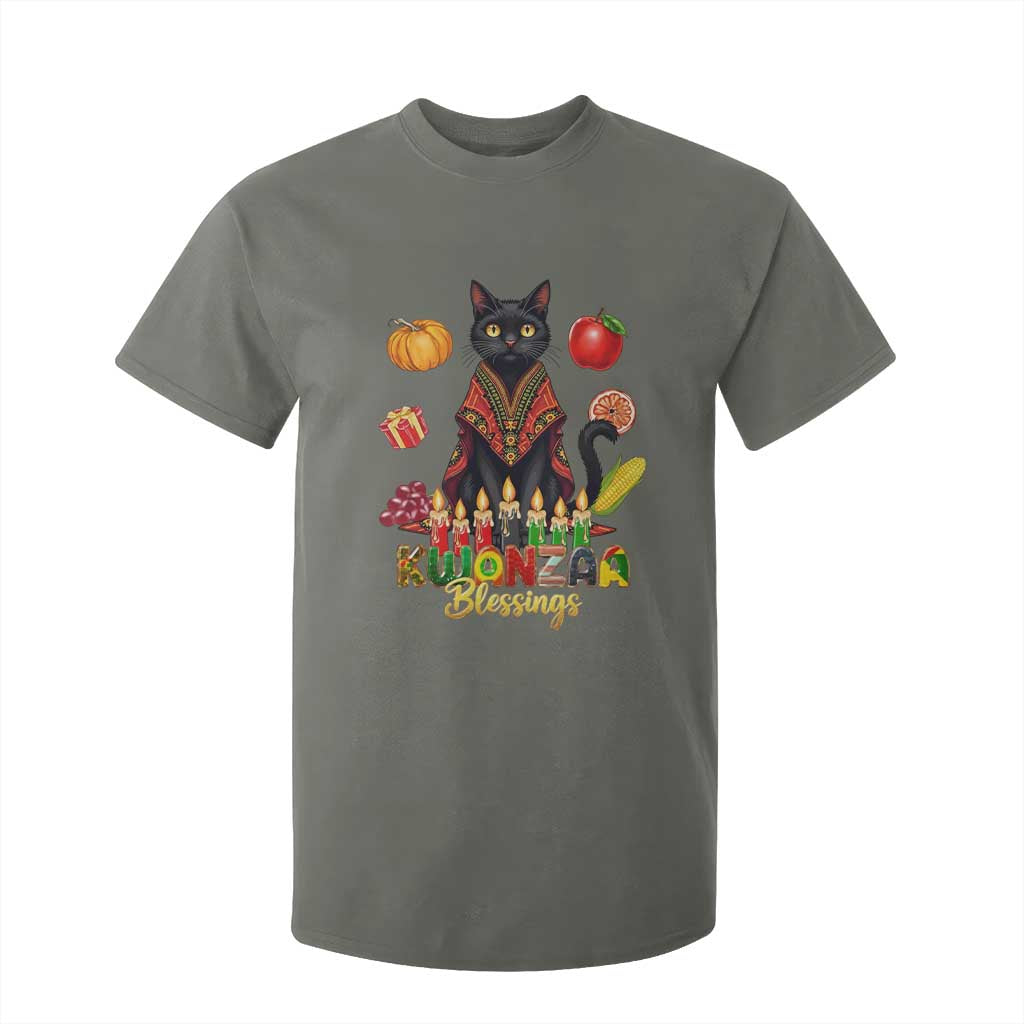 Kwanzaa Blessings T Shirt For Kid Funny Cat African Heritage Gift TS12 Military Green Print Your Wear