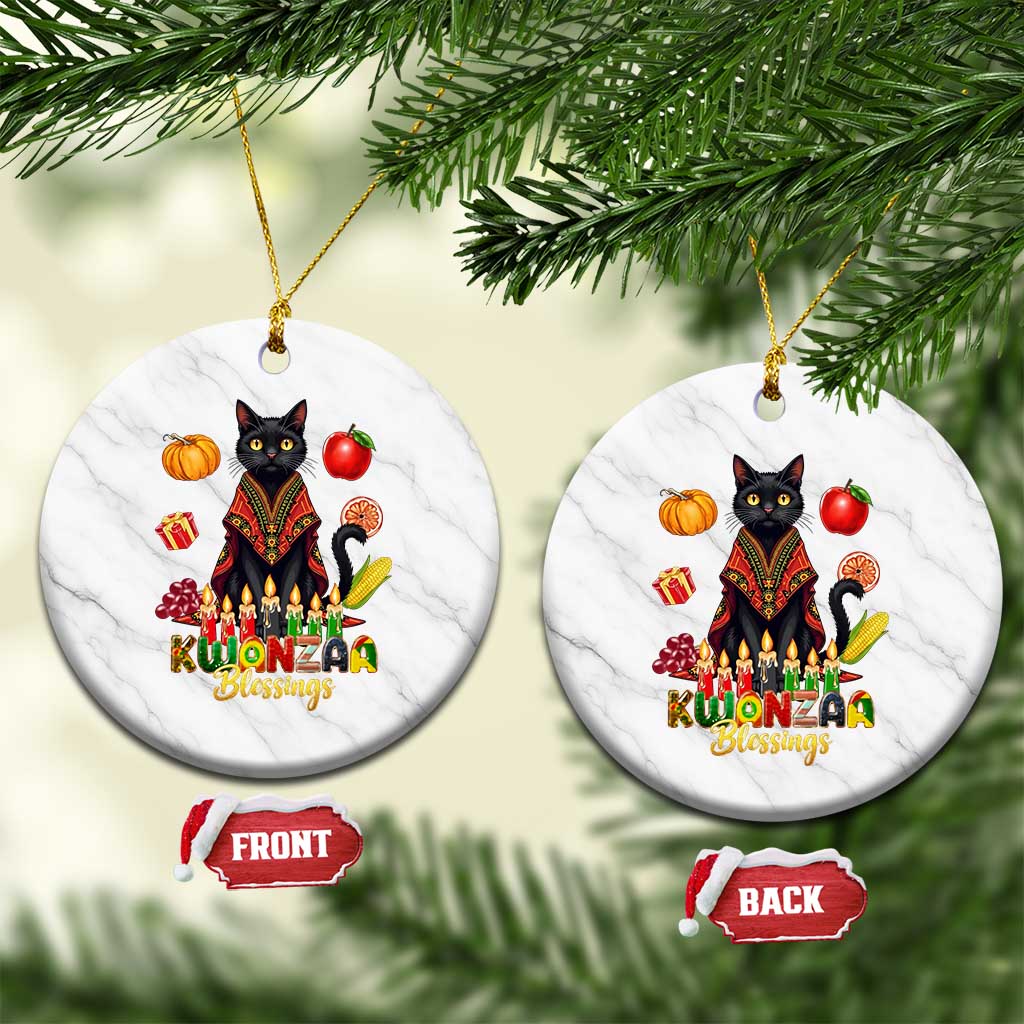 Kwanzaa Blessings Ceramic Ornament Funny Cat African Heritage Gift TS12 1pc White Marble Print Your Wear