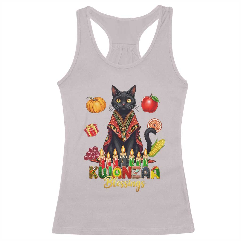 Kwanzaa Blessings Racerback Tank Top Funny Cat African Heritage Gift TS12 Ice Gray Print Your Wear