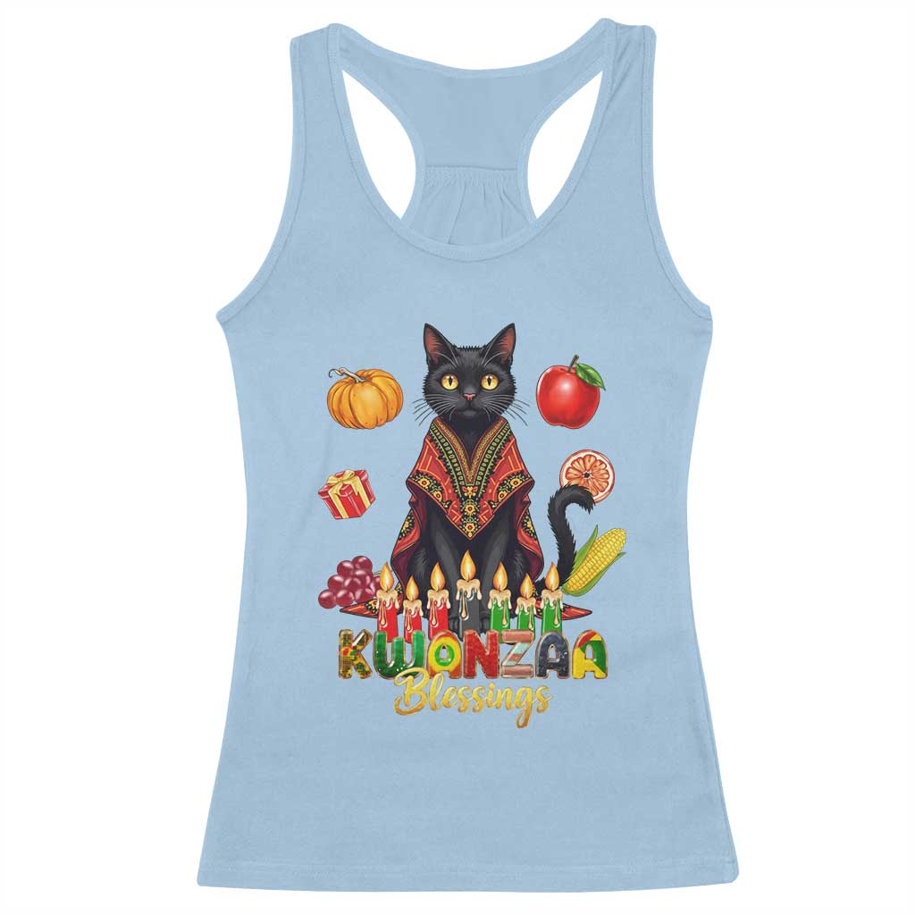 Kwanzaa Blessings Racerback Tank Top Funny Cat African Heritage Gift TS12 Light Blue Print Your Wear