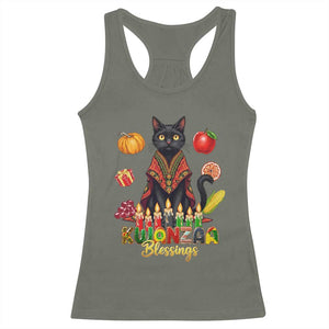 Kwanzaa Blessings Racerback Tank Top Funny Cat African Heritage Gift TS12 Military Green Print Your Wear