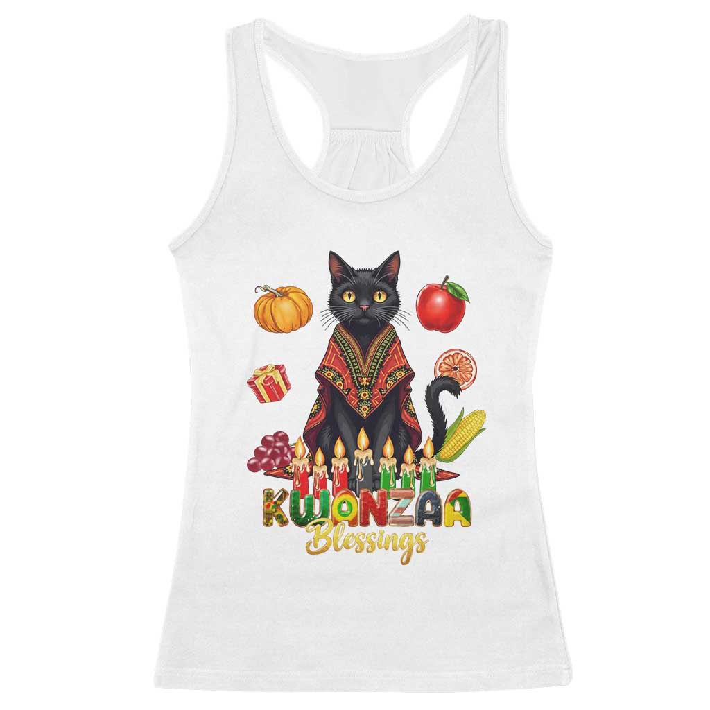 Kwanzaa Blessings Racerback Tank Top Funny Cat African Heritage Gift TS12 White Print Your Wear