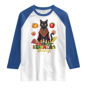 Kwanzaa Blessings Raglan Shirt Funny Cat African Heritage Gift TS12 White Royal Print Your Wear