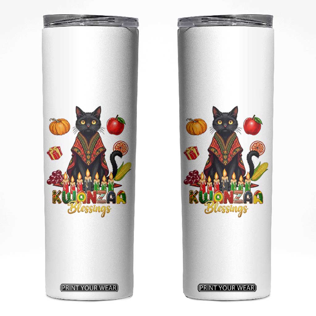 Kwanzaa Blessings Skinny Tumbler Funny Cat African Heritage Gift TS12 White Print Your Wear