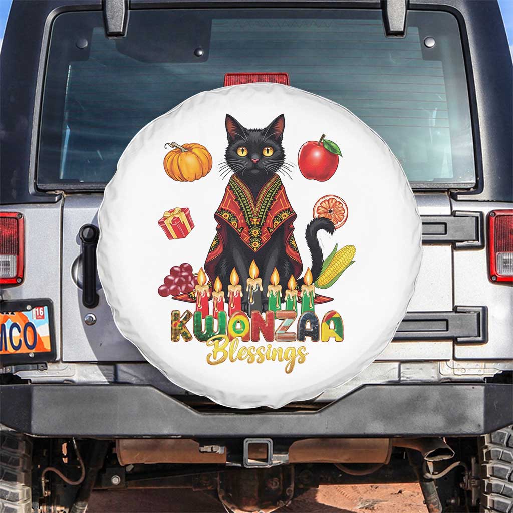 Kwanzaa Blessings Spare Tire Cover Funny Cat African Heritage Gift TS12 No hole White Print Your Wear