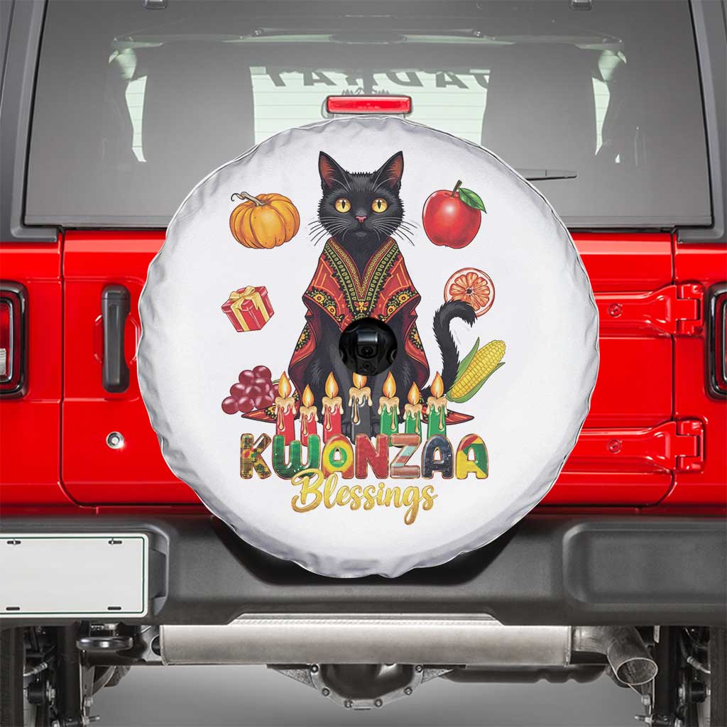 Kwanzaa Blessings Spare Tire Cover Funny Cat African Heritage Gift TS12 White Print Your Wear