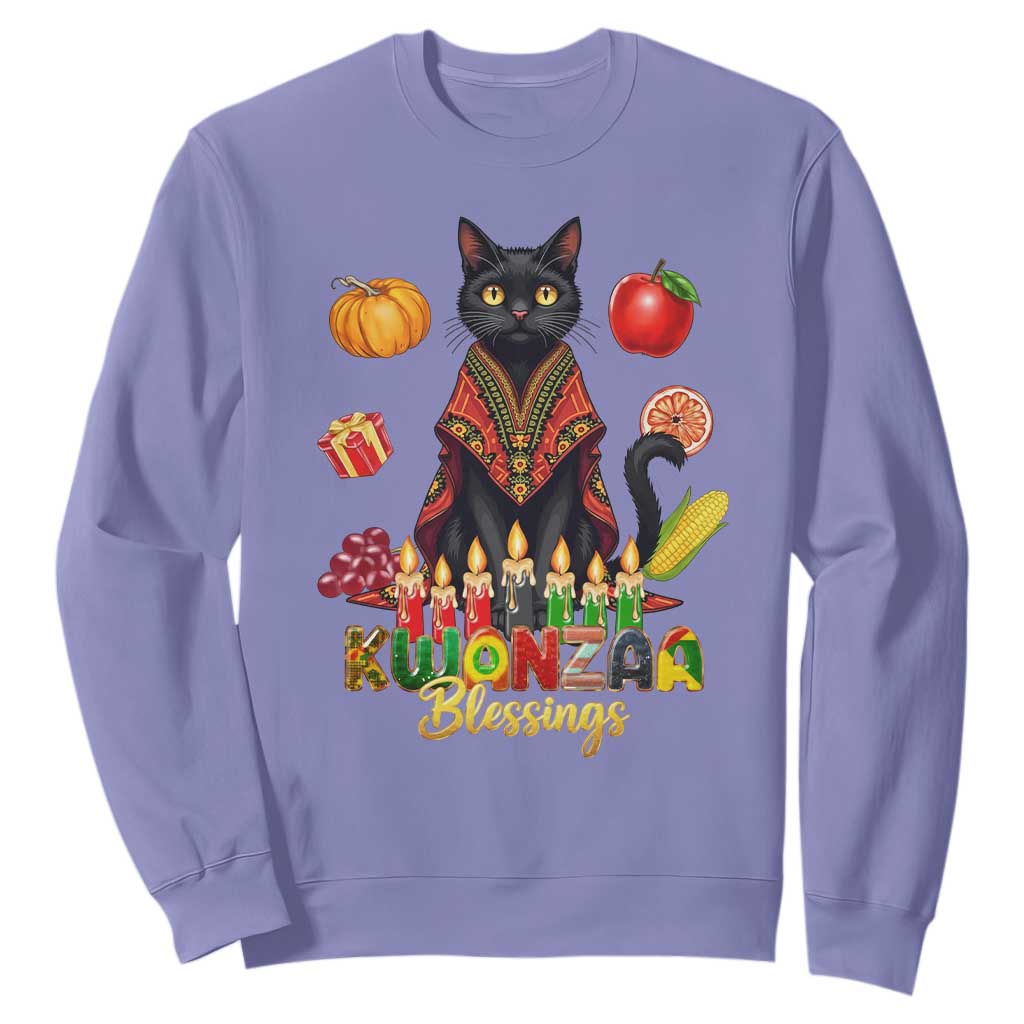 Kwanzaa Blessings Sweatshirt Funny Cat African Heritage Gift TS12 Violet Print Your Wear